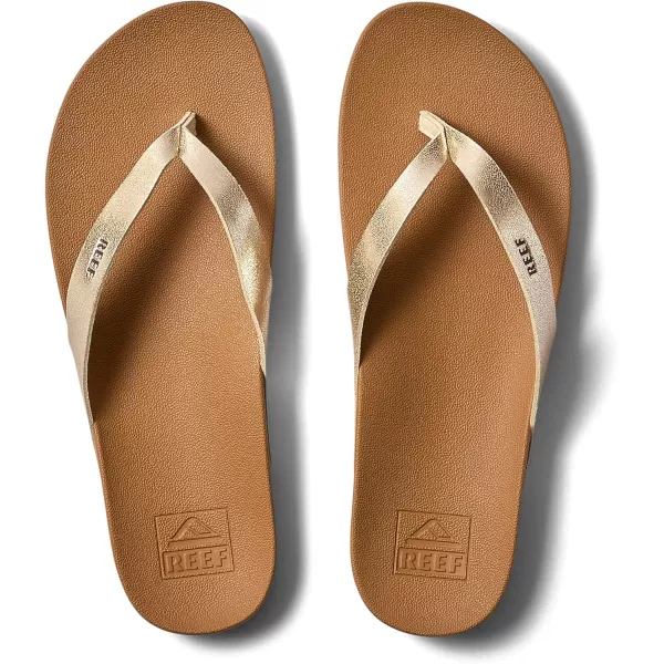 imageREEF Cushion Court Womens Flip Flop Molded Cushion Footbed Arch SupportTanChampagne