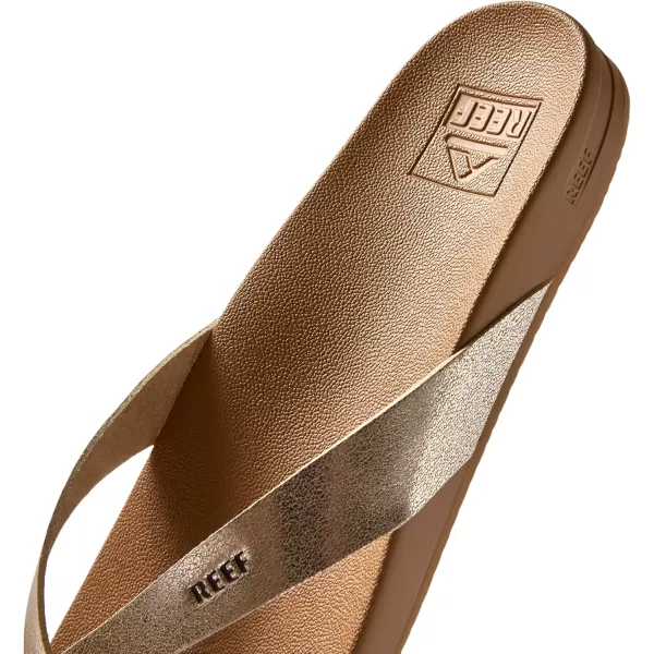 imageREEF Cushion Court Womens Flip Flop Molded Cushion Footbed Arch SupportTanChampagne