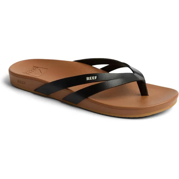 imageREEF Cushion Spring Joy Womens Flip Flop Molded Cushion Footbed Arch SupportBlackTan