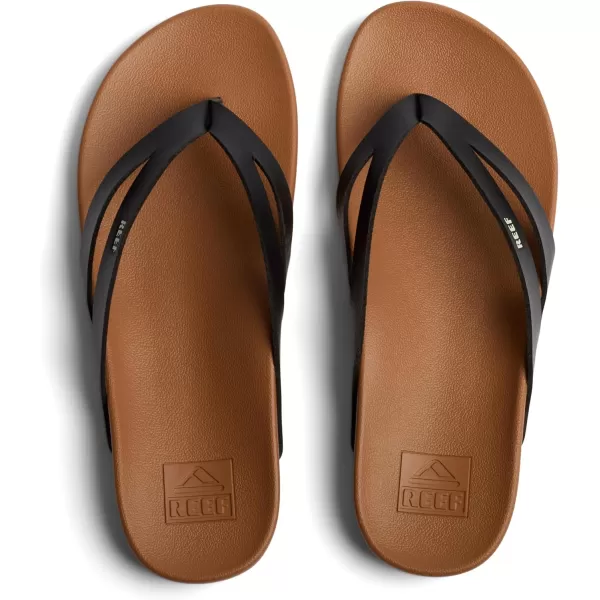 imageREEF Cushion Spring Joy Womens Flip Flop Molded Cushion Footbed Arch SupportBlackTan