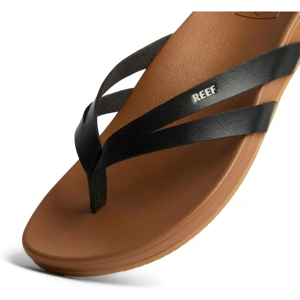 imageREEF Cushion Spring Joy Womens Flip Flop Molded Cushion Footbed Arch SupportBlackTan