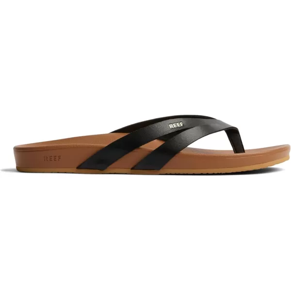 imageREEF Cushion Spring Joy Womens Flip Flop Molded Cushion Footbed Arch SupportBlackTan