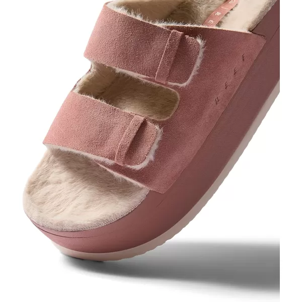 imageREEF Ojai Ciara Womens Platform Slide Cozy Faux Fur Footbed Full Grain LeatherCork