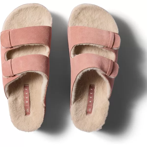 imageREEF Ojai Ciara Womens Platform Slide Cozy Faux Fur Footbed Full Grain LeatherCork