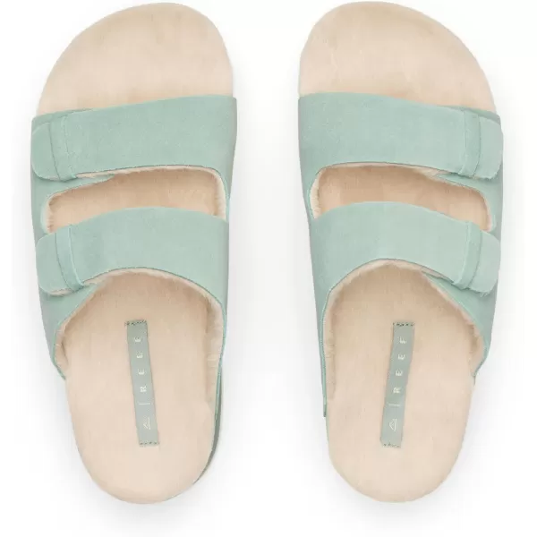 imageREEF Ojai Ciara Womens Platform Slide Cozy Faux Fur Footbed Full Grain LeatherFrosty