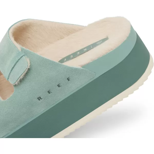imageREEF Ojai Ciara Womens Platform Slide Cozy Faux Fur Footbed Full Grain LeatherFrosty