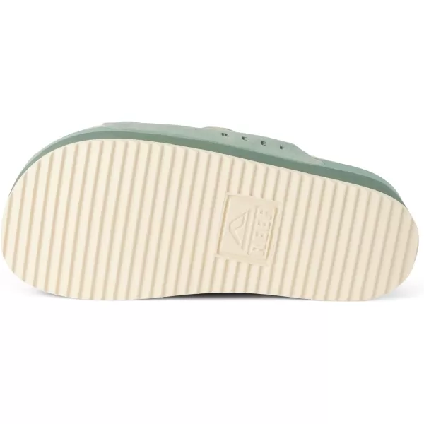 imageREEF Ojai Ciara Womens Platform Slide Cozy Faux Fur Footbed Full Grain LeatherFrosty