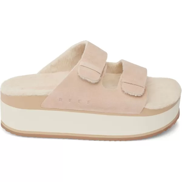 imageREEF Ojai Ciara Womens Platform Slide Cozy Faux Fur Footbed Full Grain LeatherTan