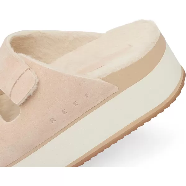 imageREEF Ojai Ciara Womens Platform Slide Cozy Faux Fur Footbed Full Grain LeatherTan
