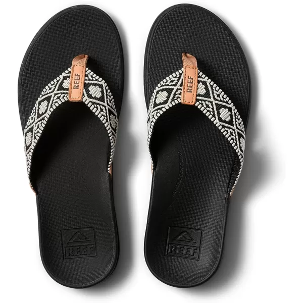 imageREEF Ortho Woven Womens Flip Flop Arch Support and Soft Cushion FootbedBlackWhite