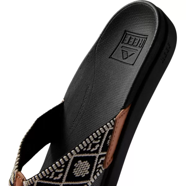 imageREEF Ortho Woven Womens Flip Flop Arch Support and Soft Cushion FootbedBlackWhite