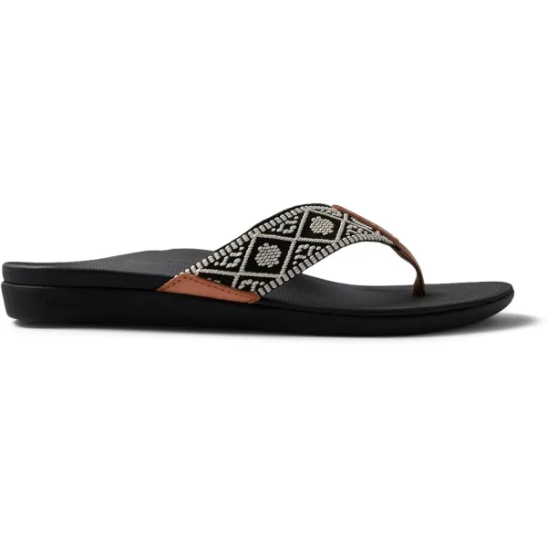 imageREEF Ortho Woven Womens Flip Flop Arch Support and Soft Cushion FootbedBlackWhite
