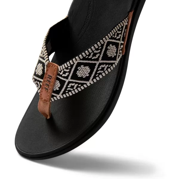 imageREEF Ortho Woven Womens Flip Flop Arch Support and Soft Cushion FootbedBlackWhite