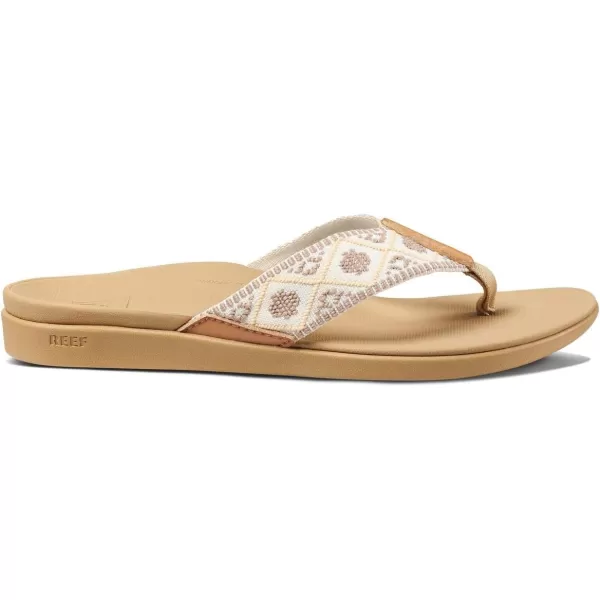 imageREEF Ortho Woven Womens Flip Flop Arch Support and Soft Cushion FootbedVintage White