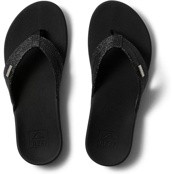 imageREEF OrthoSpring Womens Flip Flop Arch Support and Soft Cushion FootbedBlackBlack Glitter