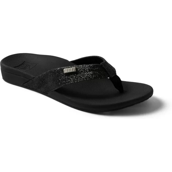 imageREEF OrthoSpring Womens Flip Flop Arch Support and Soft Cushion FootbedBlackBlack Glitter