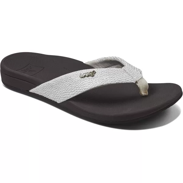 imageREEF OrthoSpring Womens Flip Flop Arch Support and Soft Cushion FootbedBrownWhite