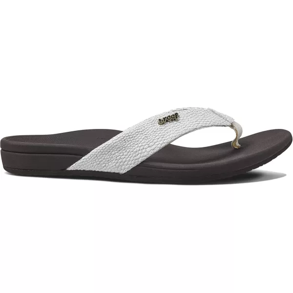imageREEF OrthoSpring Womens Flip Flop Arch Support and Soft Cushion FootbedBrownWhite