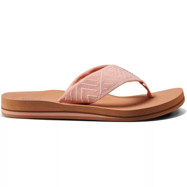 imageREEF Spring Woven Womens Beach Flip Flop Soft Woven Strap ampamp Cushion FootbedPeach Parfait