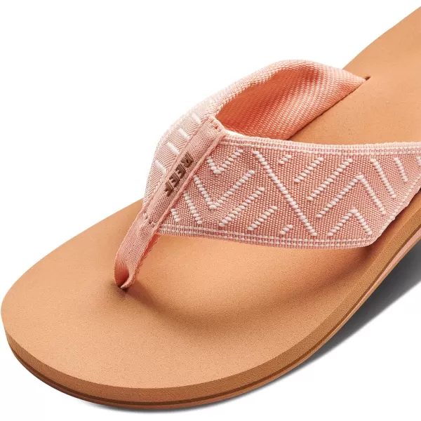 imageREEF Spring Woven Womens Beach Flip Flop Soft Woven Strap ampamp Cushion FootbedPeach Parfait