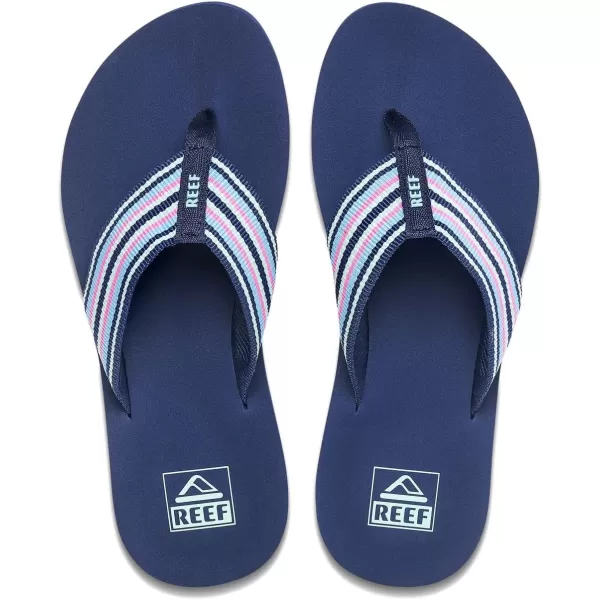imageREEF Spring Woven Womens Beach Flip Flop Soft Woven Strap ampamp Cushion FootbedPeacoat Stripe