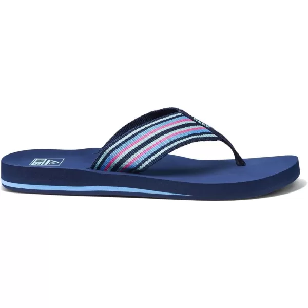imageREEF Spring Woven Womens Beach Flip Flop Soft Woven Strap ampamp Cushion FootbedPeacoat Stripe