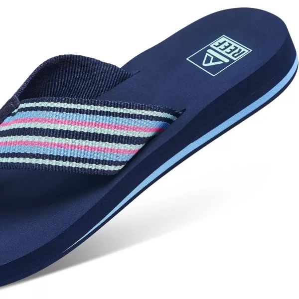 imageREEF Spring Woven Womens Beach Flip Flop Soft Woven Strap ampamp Cushion FootbedPeacoat Stripe