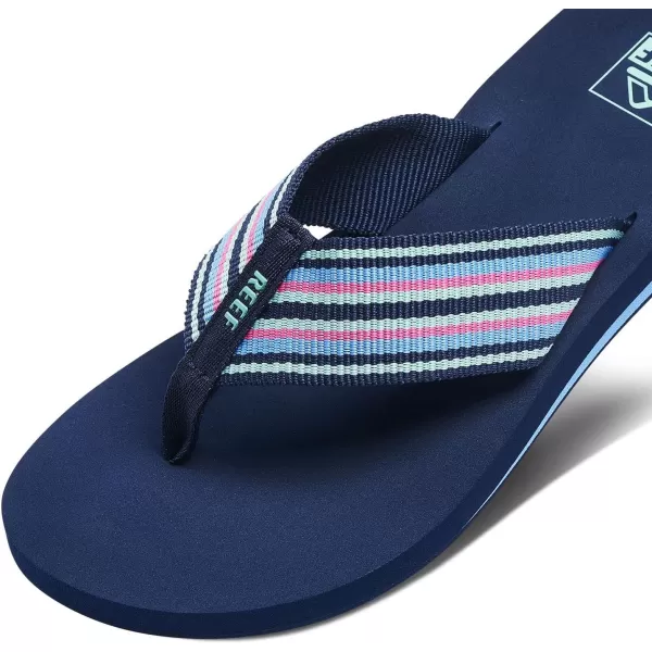 imageREEF Spring Woven Womens Beach Flip Flop Soft Woven Strap ampamp Cushion FootbedPeacoat Stripe