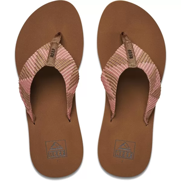 imageREEF Spring Woven Womens Beach Flip Flop Soft Woven Strap ampamp Cushion FootbedRose