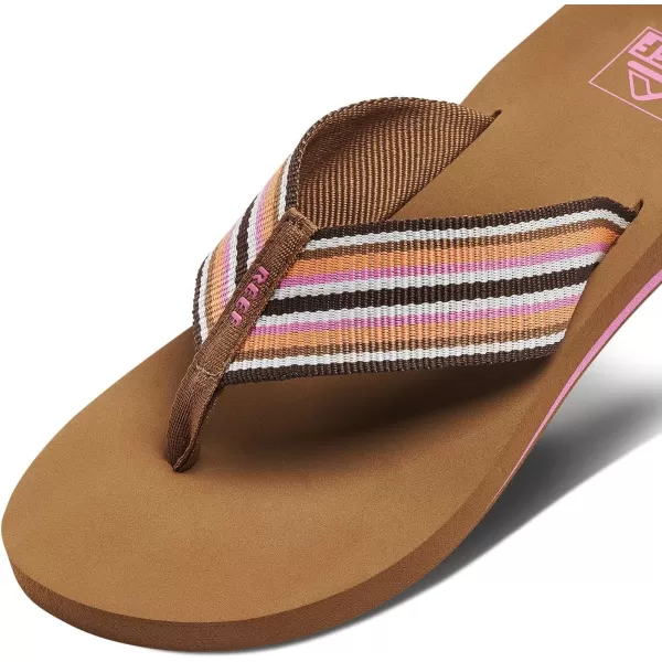 imageREEF Spring Woven Womens Beach Flip Flop Soft Woven Strap ampamp Cushion FootbedSmoothie Stripe