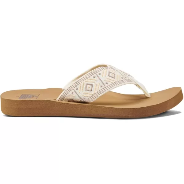 imageREEF Spring Woven Womens Beach Flip Flop Soft Woven Strap ampamp Cushion FootbedVintage White