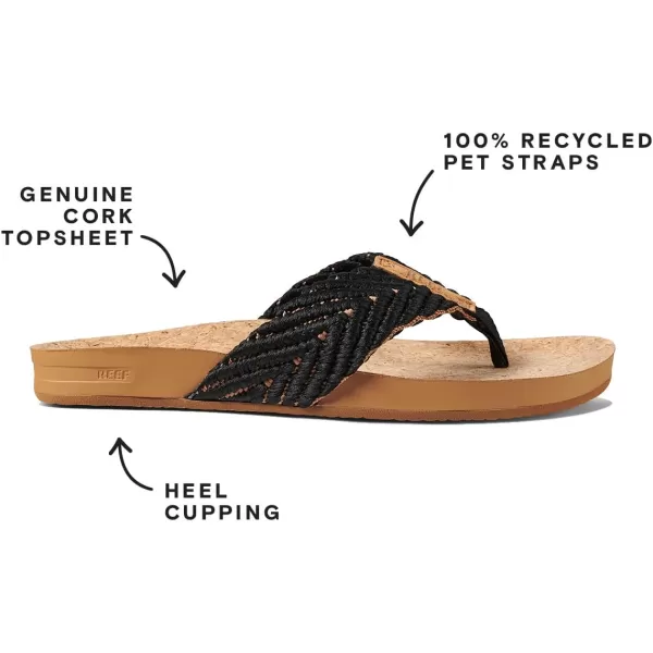 imageReef Womens Cushion Strand SandalBlackNatural