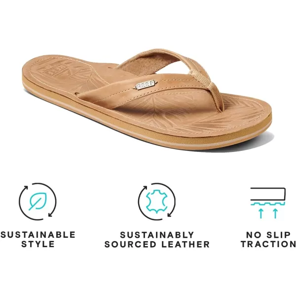 imageReef Womens Drift Away Leather SandalCookie Dough