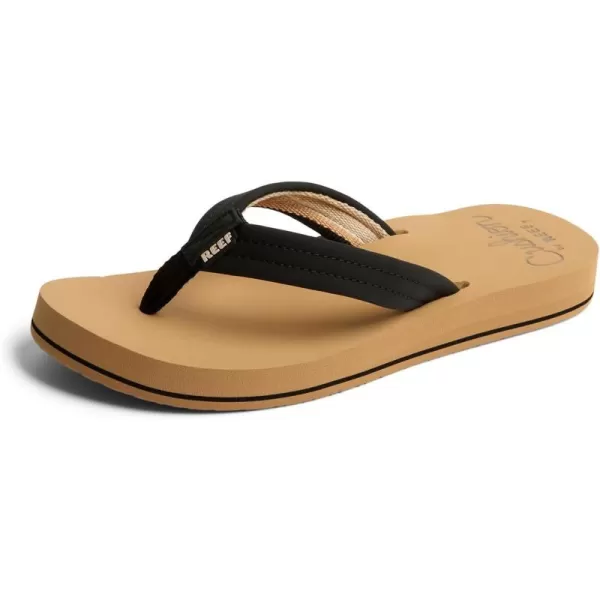 imageREEF Cushion Breeze Womens Flip Flop Ultra Soft Cushion Footbed Arch SupportBlackTan