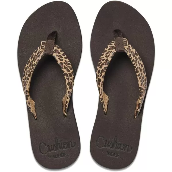 imageREEF Cushion Breeze Womens Flip Flop Ultra Soft Cushion Footbed Arch SupportLeopard