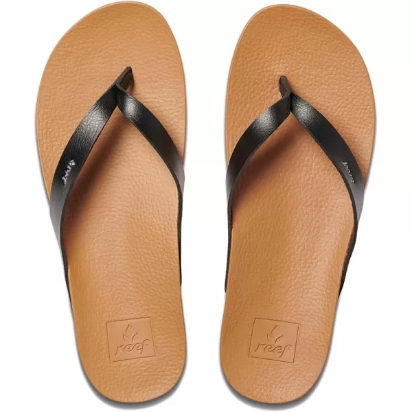 imageREEF Cushion Court Womens Flip Flop Molded Cushion Footbed Arch SupportBlackNatural