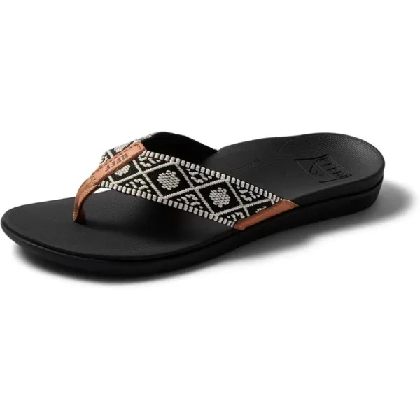 imageREEF Ortho Woven Womens Flip Flop Arch Support and Soft Cushion FootbedBlackWhite