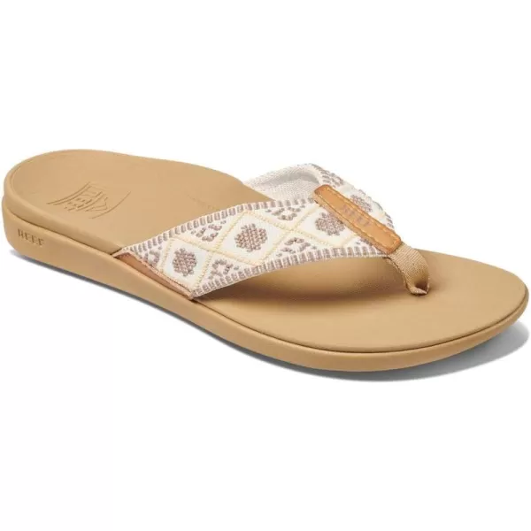 imageREEF Ortho Woven Womens Flip Flop Arch Support and Soft Cushion FootbedVintage White