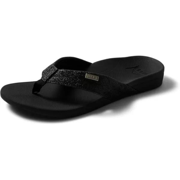 imageREEF OrthoSpring Womens Flip Flop Arch Support and Soft Cushion FootbedBlackBlack Glitter