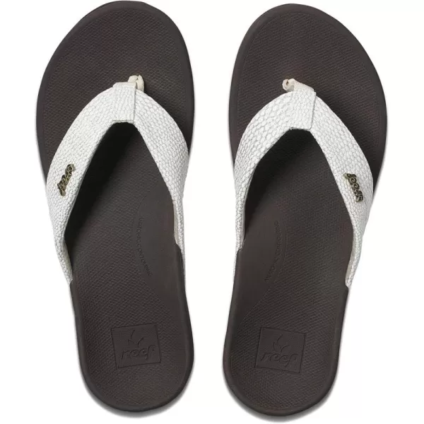 imageREEF OrthoSpring Womens Flip Flop Arch Support and Soft Cushion FootbedBrownWhite