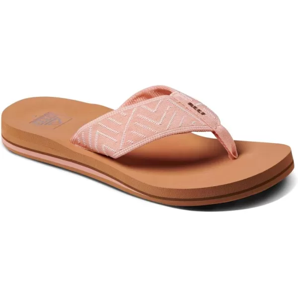 imageREEF Spring Woven Womens Beach Flip Flop Soft Woven Strap ampamp Cushion FootbedPeach Parfait