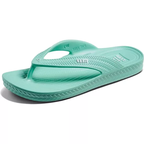imageREEF Water Court Womens Beach Flip Flop Soft Cushion Footbed Water Friendly Arch SupportNeon Teal
