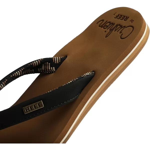 imageREEF Cushion Sands Womens Beach Flip Flop Ultra Soft Cushion Footbed Arch SupportBlackTan