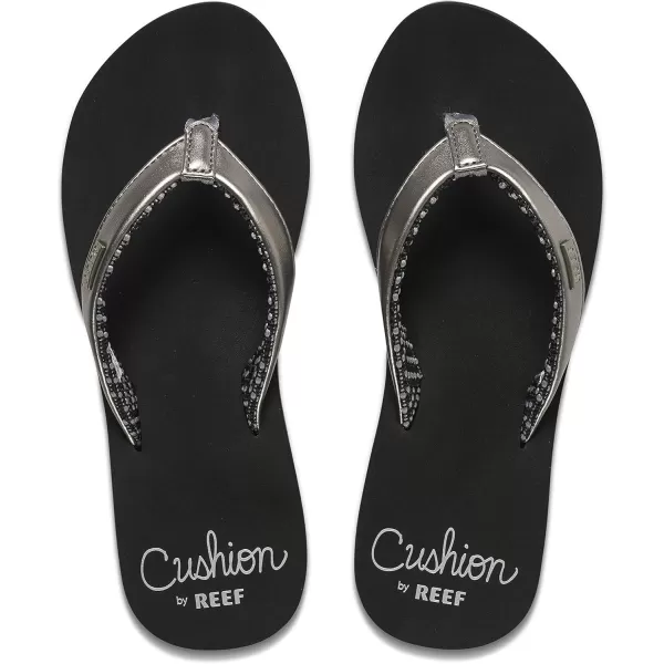 imageREEF Cushion Sands Womens Beach Flip Flop Ultra Soft Cushion Footbed Arch SupportGunmetal
