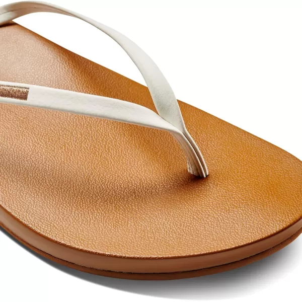 imageREEF Cushion Slim Womens Flip Flop Super Lightweight Ultra Soft Cushion FootbedWhiteTan