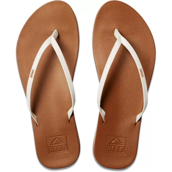 imageREEF Cushion Slim Womens Flip Flop Super Lightweight Ultra Soft Cushion FootbedWhiteTan
