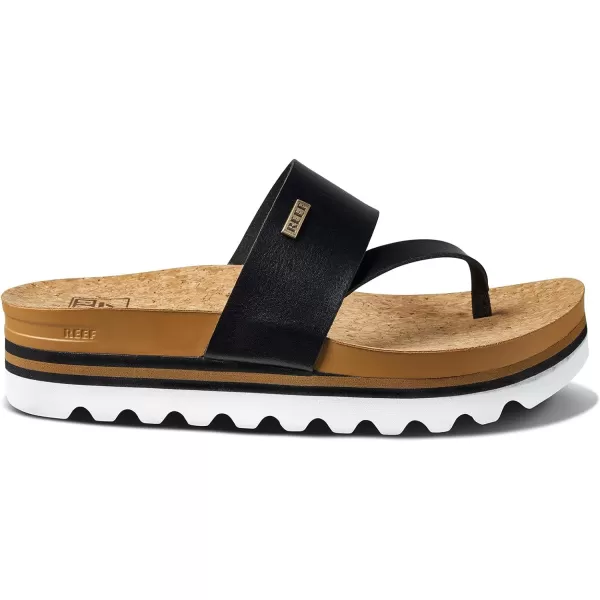 imageREEF Cushion Sol Hi Womens Platform Fashion Sandal Ultra Soft Cushion FootbedBlackTan