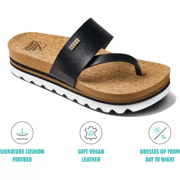 imageREEF Cushion Sol Hi Womens Platform Fashion Sandal Ultra Soft Cushion FootbedBlackTan