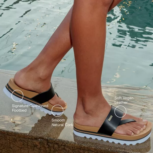 imageREEF Cushion Sol Hi Womens Platform Fashion Sandal Ultra Soft Cushion FootbedBlackTan