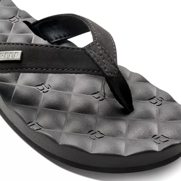 imageREEF Dreams Womens Flip Flop Memory Foam Cushion Footbed Faux Leather Satin Lined StrapBlackBlack